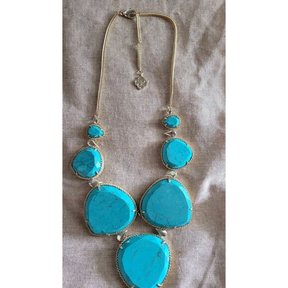 KENDRA SCOTT Rebecca Gold Plated Chunky Turquoise Statement Necklace - Picture 14 of 16